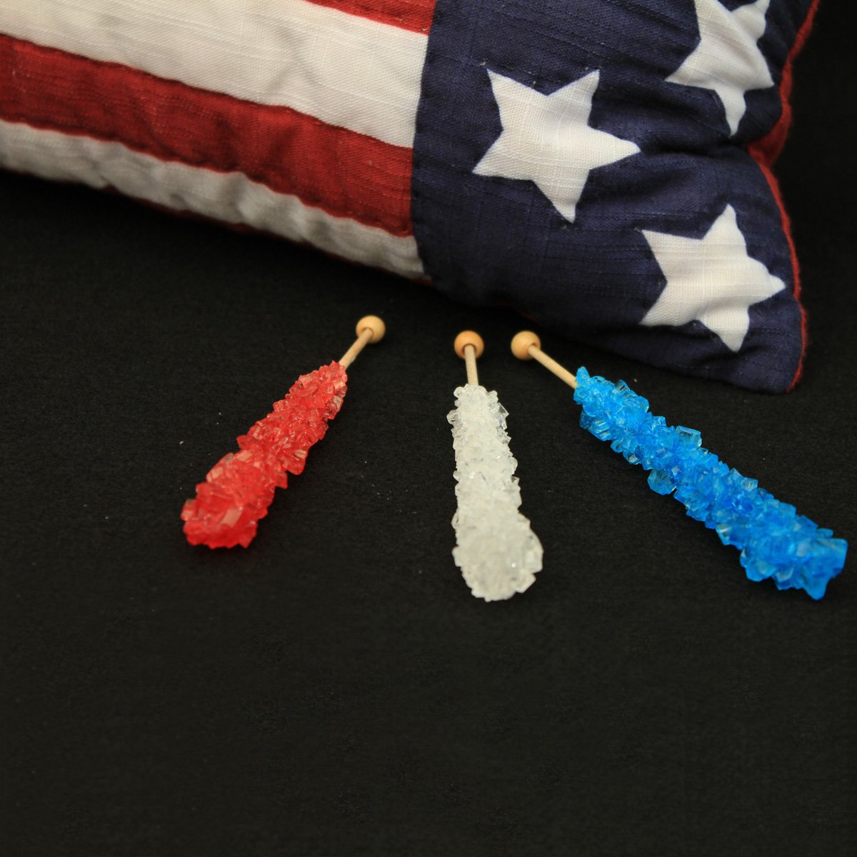 Espeez Extra Large Rock Candy Sticks - 6 Count - Red, White, Blue - Individually Wrapped for Candy Buffets, Birthdays, Weddings