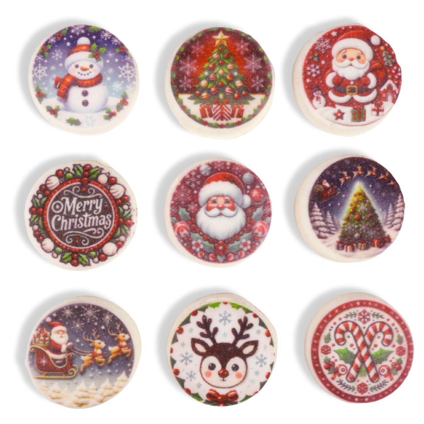 Christmas Marshmallow Toppers  Perfect for Hot Cocoa Toppings or Dessert Decorating Candy  Assorted Holiday Designs (9 Count)