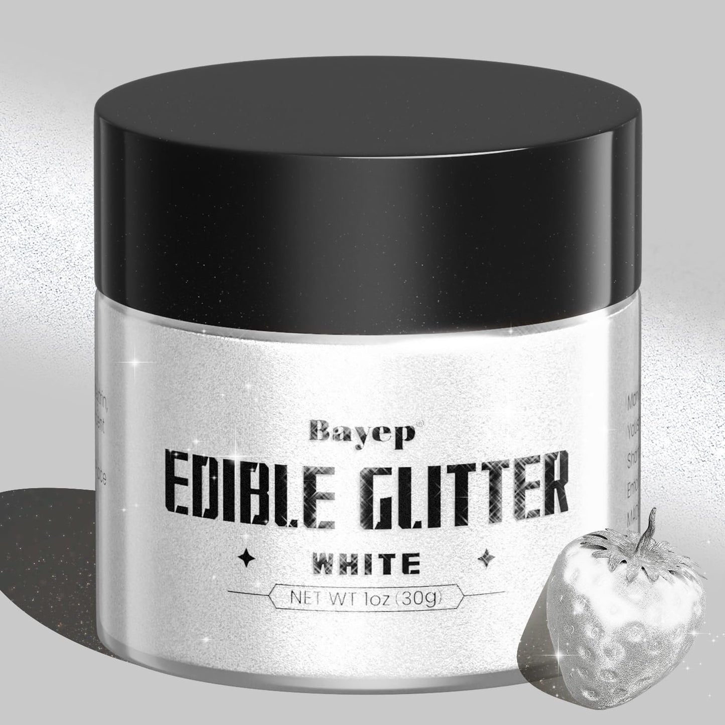 Bayep Shimmer White Edible Glitter for Drinks, 30g Luster Dust for Cake and Party Supplies