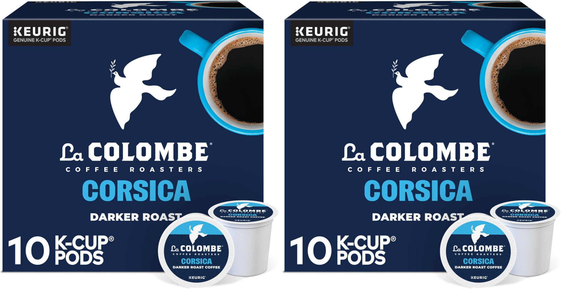 La Colombe Corsica Dark Roast Coffee | Single Serve K-Cup Pods | 10 Count | Pack of 2