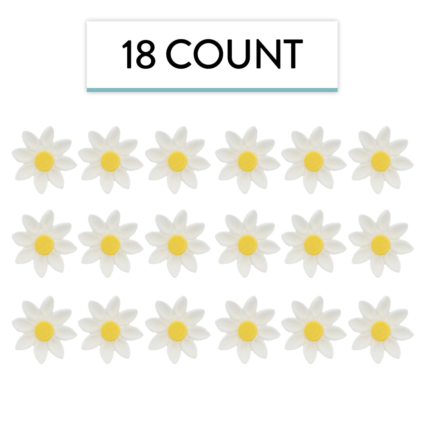 Global Sugar Art Edible Daisy Sugar Cake Flowers White, Unwired, 18 Count By Chef Alan Tetreault