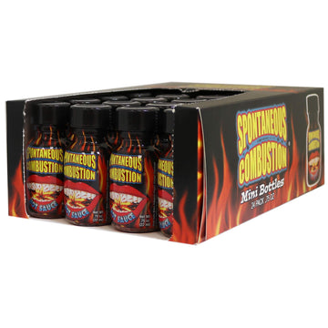 Spontaneous Combustion With Habanero Top-Grade Hot Sauce Bottles Gourmet Gift Set Tpartyl Size- .75 Oz. 24 Pack - Try If You Dare! - Ultimate Habanero Hot Sauce Gift