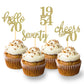 Moitkptt 24 Pcs Gold Glitter Cupcake Toppers for 70th Birthday Party Decorations, Model BIR70, Paper Material
