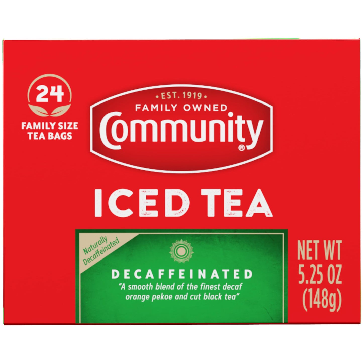 Community Coffee Decaf Tea Bags, 24 Count, Family Size, Pack of 1