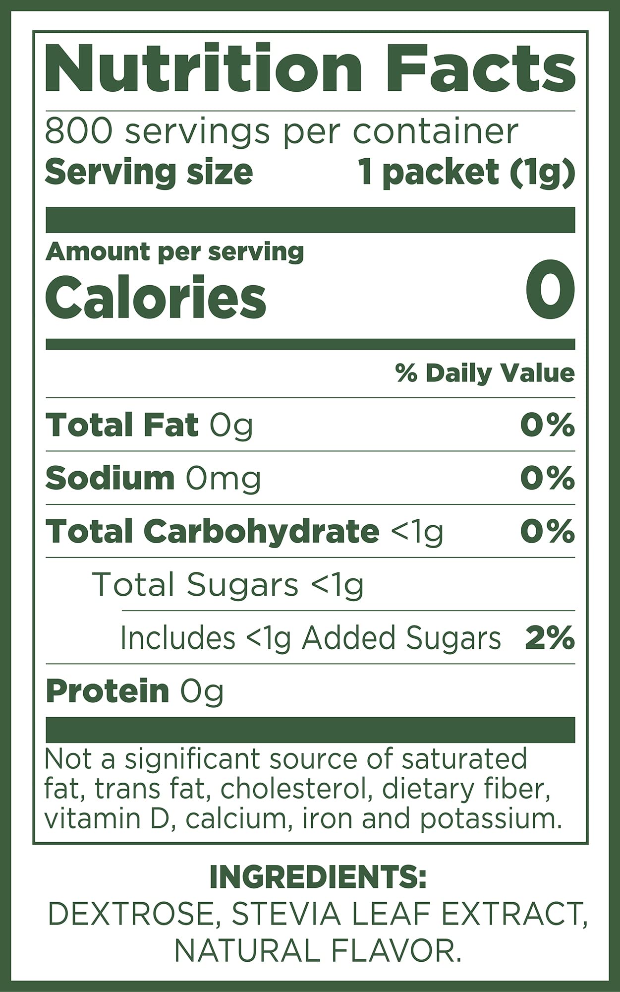 Pure Via Stevia Sweetener 28.2Oz (800 Packets)