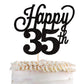 YCTHUNFISH 35th Birthday Cake Topper Black Glitter Bamboo Decoration for 35 Years Old Party Supplies