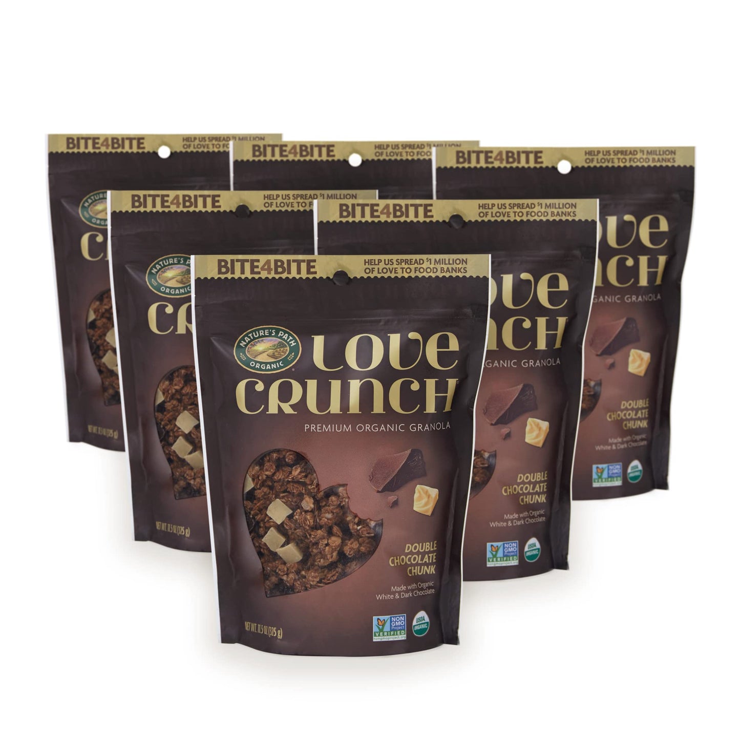 Love Crunch Organic Double Chocolate Chunk Granola, 11.5 oz (Pack of 6), Non-GMO, Fair Trade, by Nature s Path
