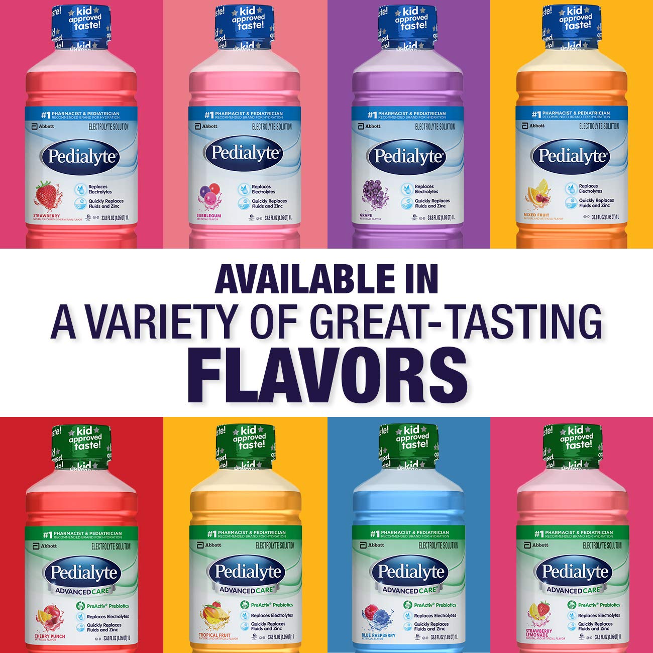 Pedialyte AdvancedCare Electrolyte Solution Has PreActivPrebiotics | Hydration Drink | Tropical Fruit, 1 Liter