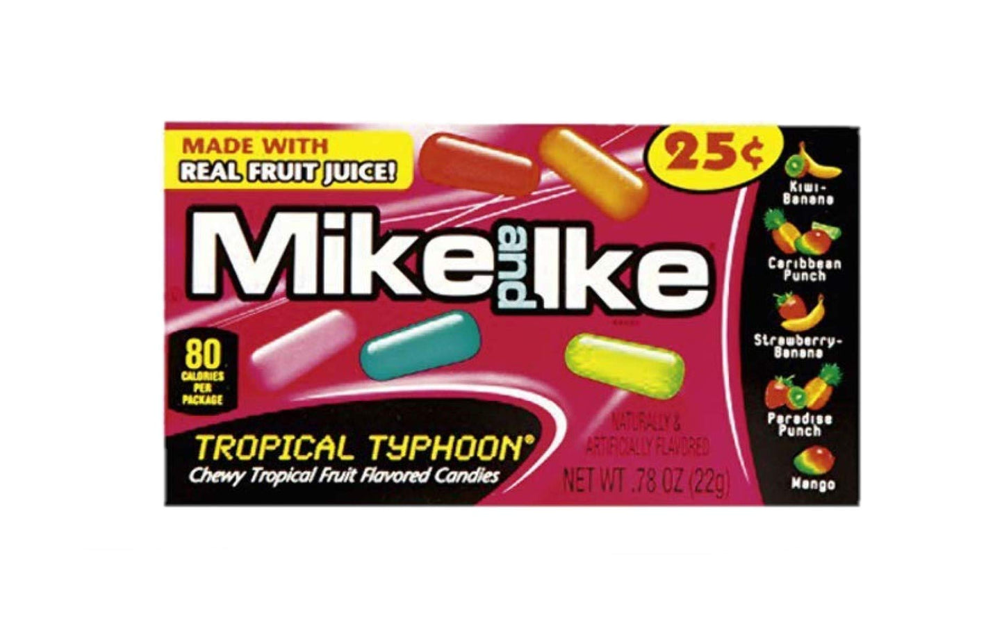Mike & Ike Chewy Candy Variety Pack | Berry Blast, Tropical, Watermelon, Cherry | 0.78 Ounce (Pack Of 24)