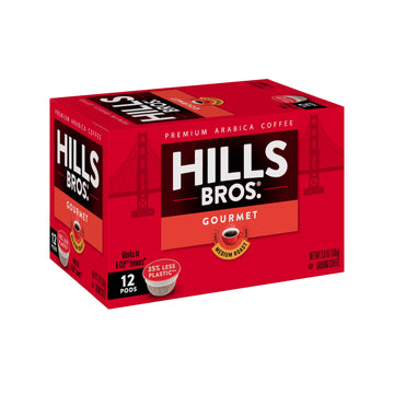 Hills Bros Single Serve Coffee Pods,Gourmet, Medium Roast, 12 Count-Keurig Compatible, Roasted Arabica Coffee, Smooth, Balanced