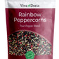 Viva Doria Rainbow Peppercorns Blend, Steam Sterilized Whole Black Pepper, Whole Green Pepper, Whole Pink Pepper, Whole White Pepper, 12 Oz, For Grinder Refills
