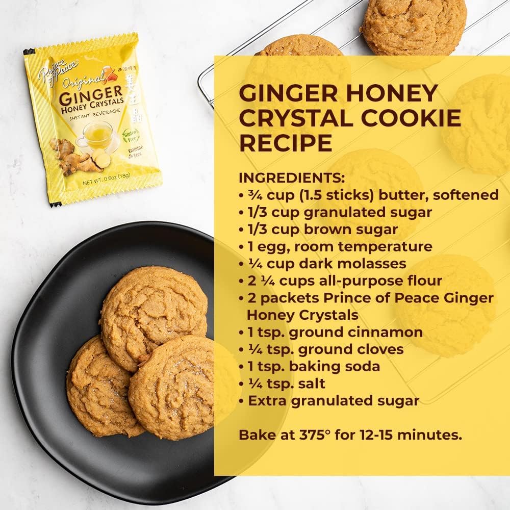 Instant Ginger Honey Crystals Family Value Pack 60 Sachets 18G Per Sachets (Total 38Oz/ 1080G) By Prince Of Peace