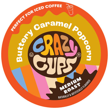 Crazy Cup Flavored Coffee Pods, Buttery Caramel Popcorn Coffee Pods For K Cup Keurig Machines, Brew Hot Or Iced, 22 Count