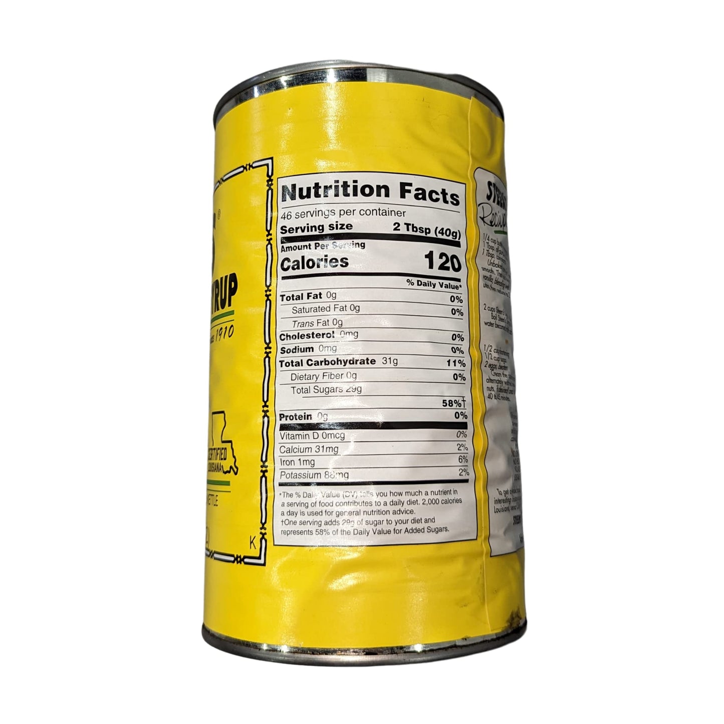 100% Pure Cane Syrup 46fl. Oz Can (Pack of 1) - No Additives - No Preservatives - Pure & Natural - Open Kettle - Louisianas Tru