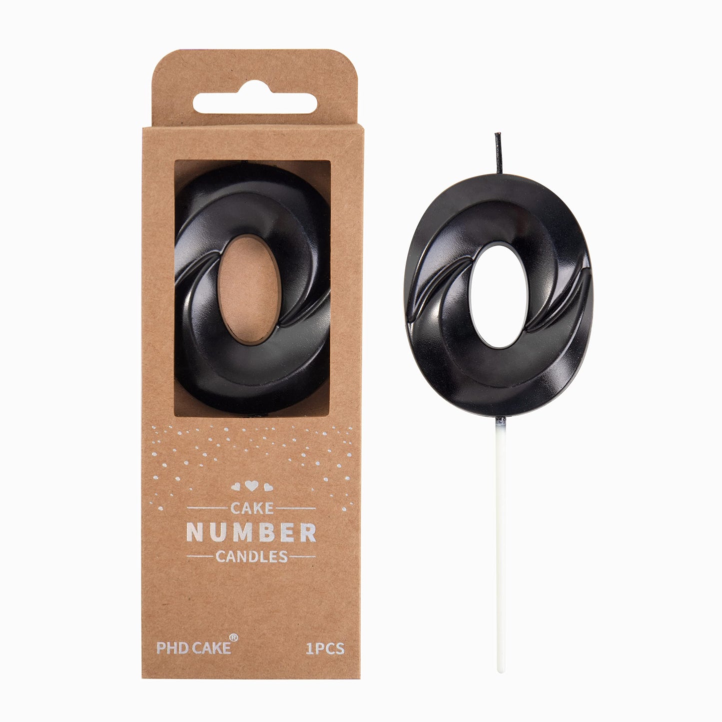 PHD CAKE Birthday Candles - Black Number 0, 2.76 Inch Wax Cake Decoration
