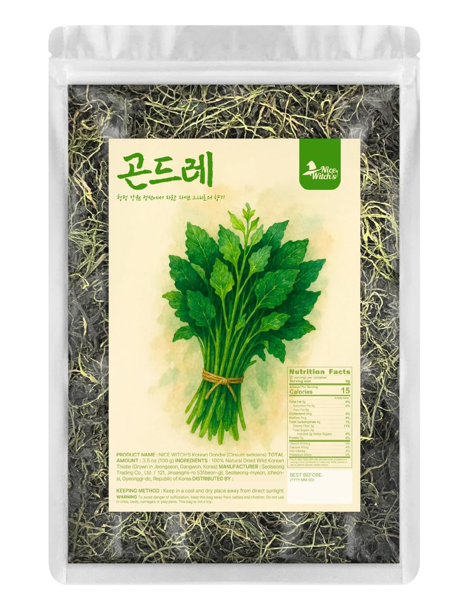 NICE WITCHS Korean Gondre Dried Wild Thistle for Bibimbap - 3.5 oz (100g) Natural Mountain Vegetable