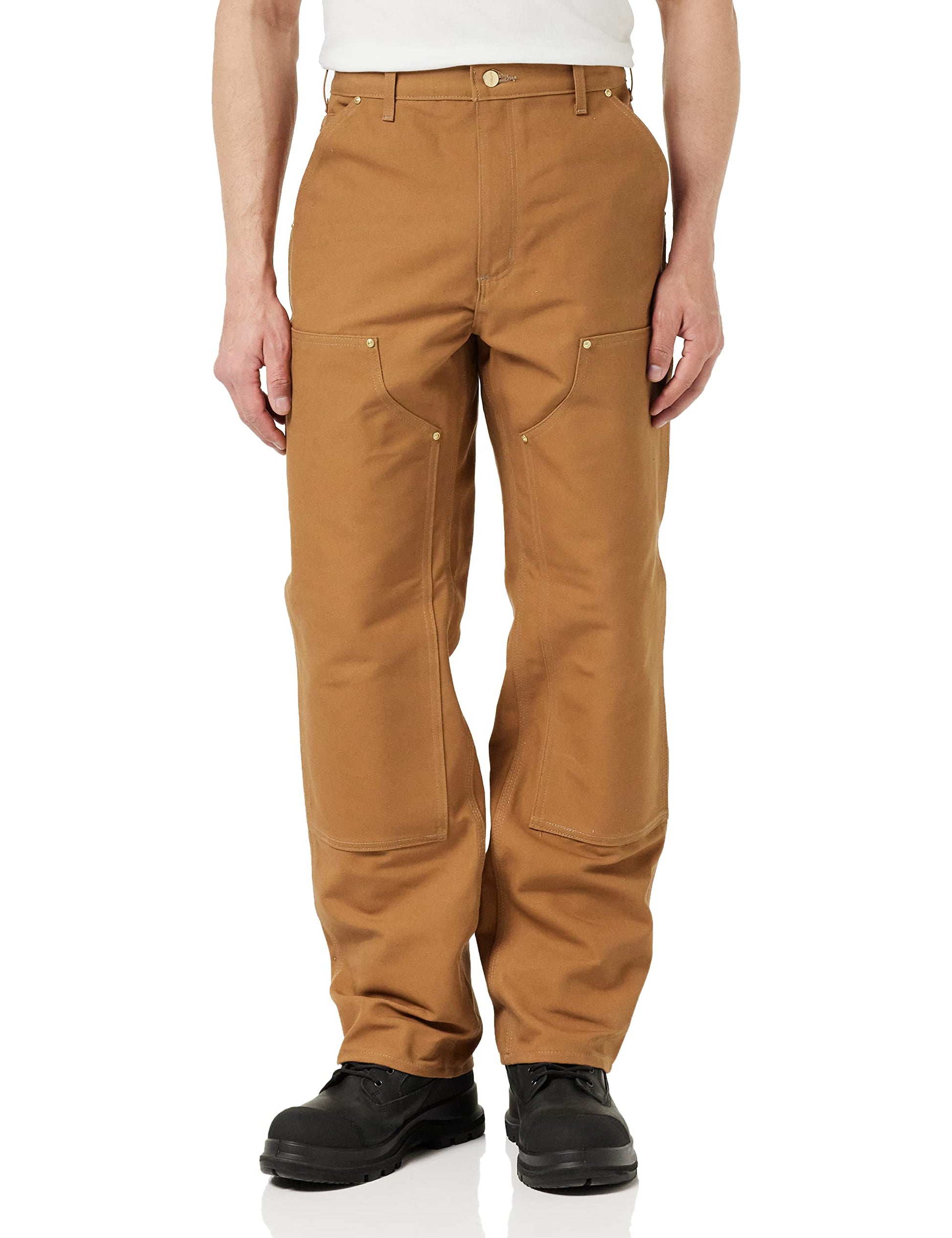 Carhartt Mens Firm Duck Double-Front Work Dungaree Pant B01, Brown, 34W X 36L