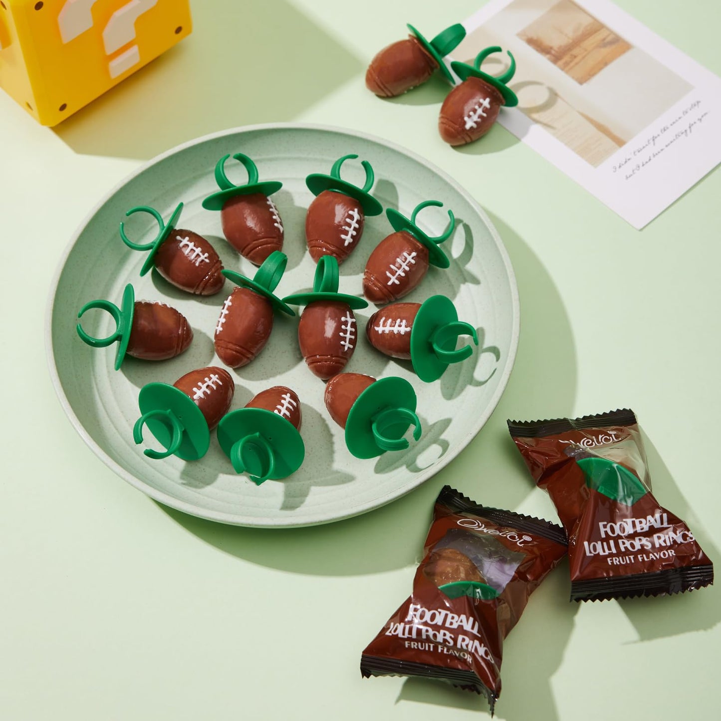 Football Ring Lollipops Kids,Suckers Individually Wrapped Bulk For Tailgates,Easter Candy Lollipops Birthday Party Favors Sucker