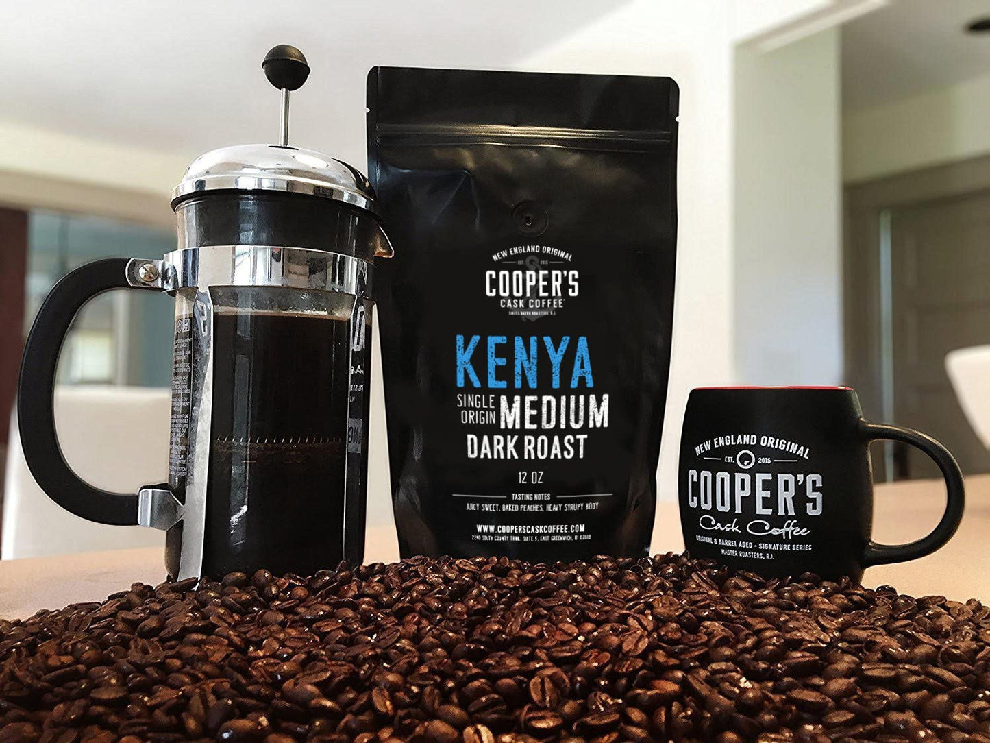 Kenya Aa Medium Dark Roast Coffee Beans, Single Origin Whole Bean Coffee, Full Bodied Gourmet Coffee - 12 Oz Bag