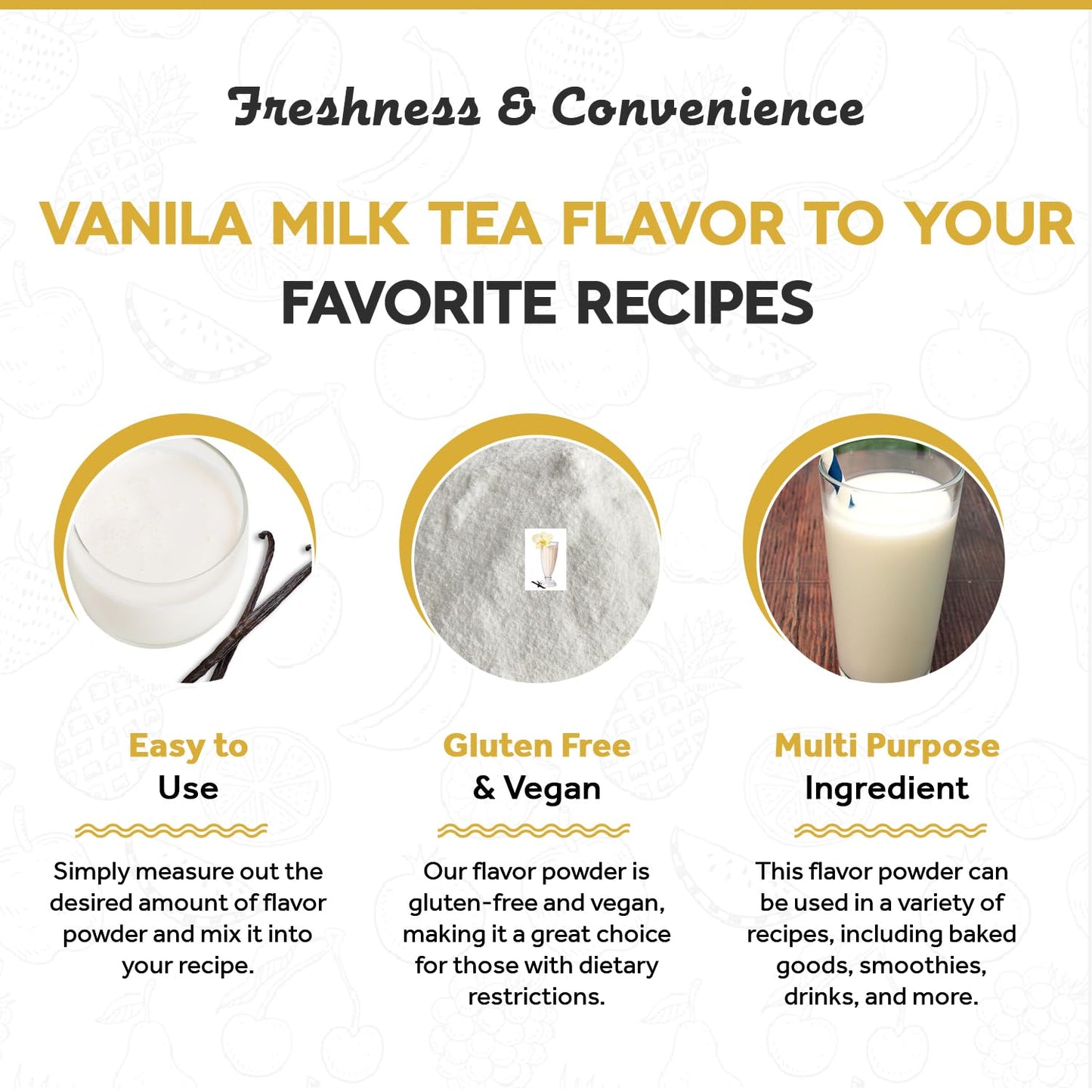 Fanale Premium Vanilla Bubble Tea Flavoring Powder | Perfect For Baking, Smoothies, Desserts And Drinks | Instant Flavoring Powd