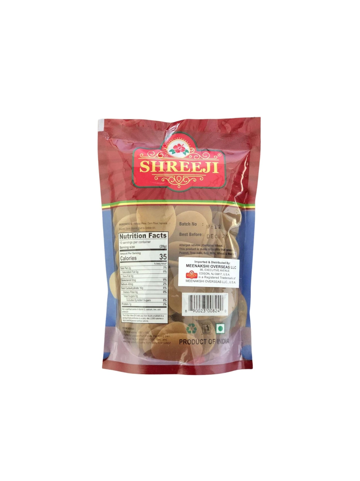 SHREEJI Pani Puri Coins | Ready-to-Fry | Indian Savory Snack | 200g / 7.05 Oz