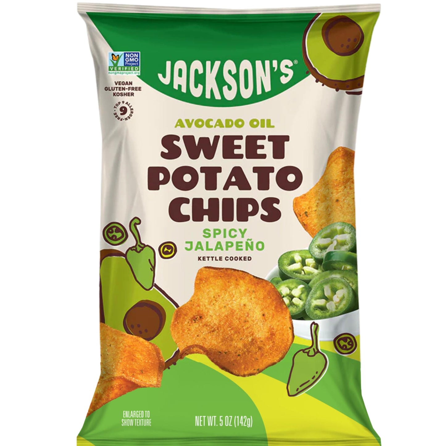 Jacksons Sweet Potato Jalapeno Chips, Gluten Free & Vegan, 5 oz (Pack of 7)