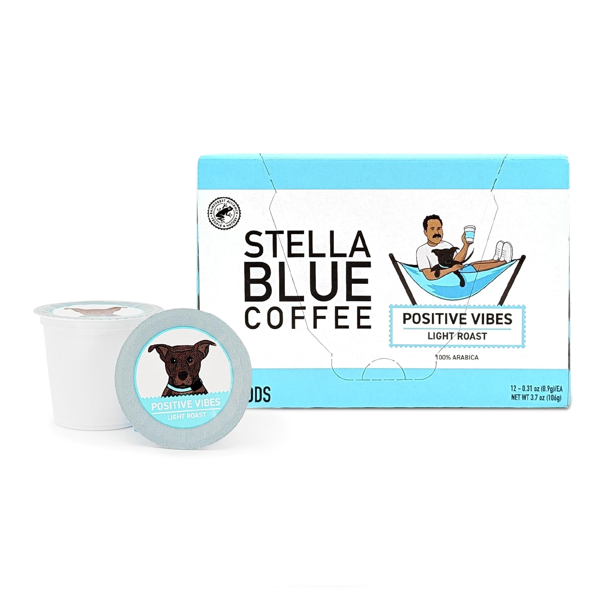 Stella Blue Light Roast Coffee Pods, 100% Arabica, 12 Count, Single-Serve, Ethically Sourced