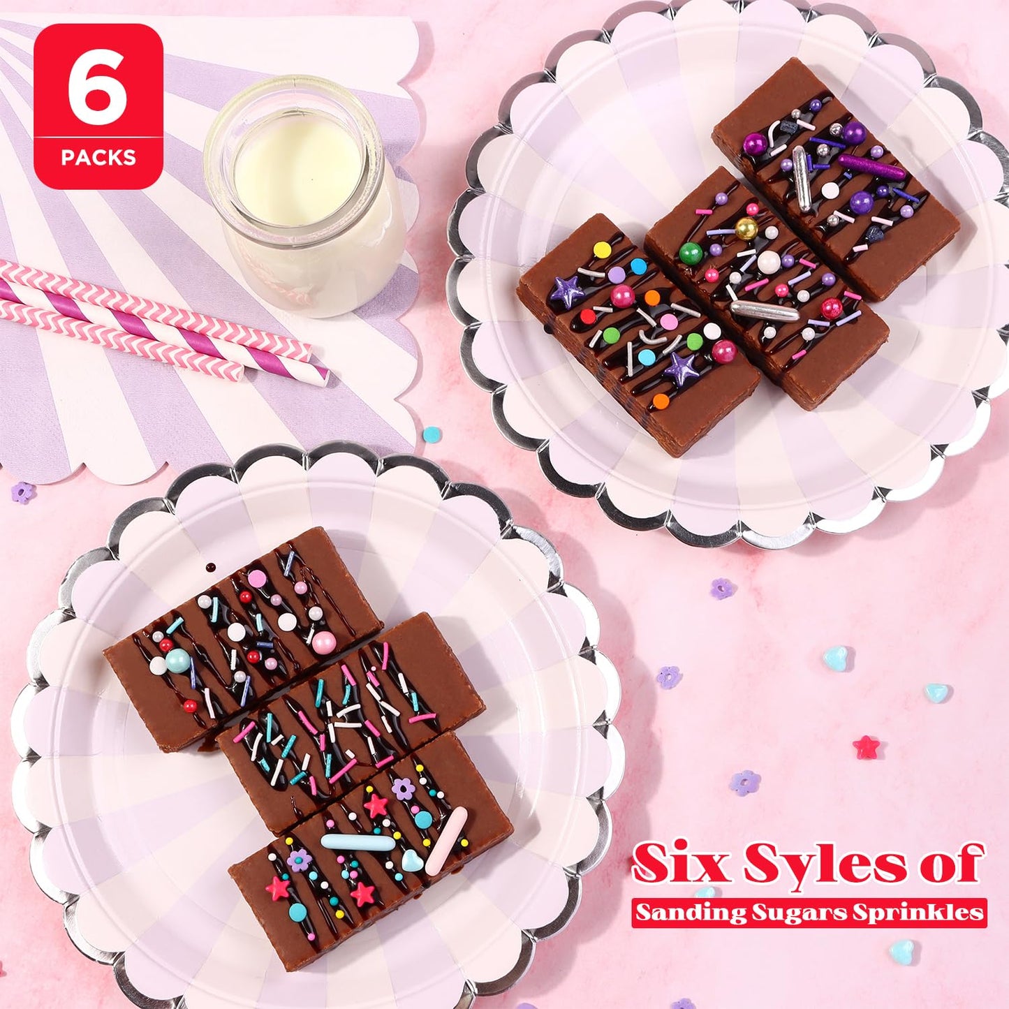Sprinkles For Cake Decorating, Cupcake, Cookies, Ice Cream Topper, 6 Packs Purple Sprinkles, Pink Of Assorted Sprinkles For Cake