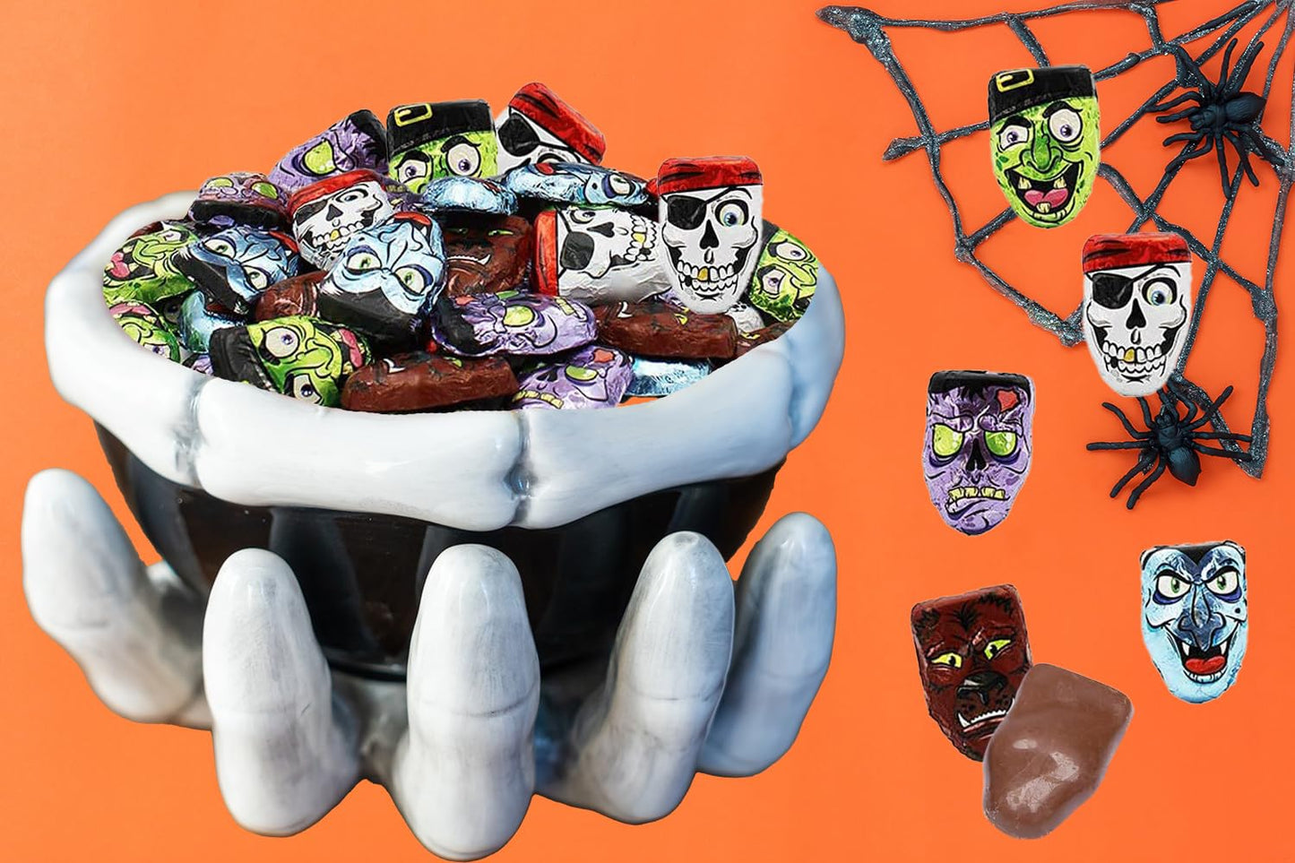 Fruidles Halloween Monster Faces Mummies, Trick-Or-Treat Party Bag Fillers, Individually Wrapped in Multi-color Eye Design Foils