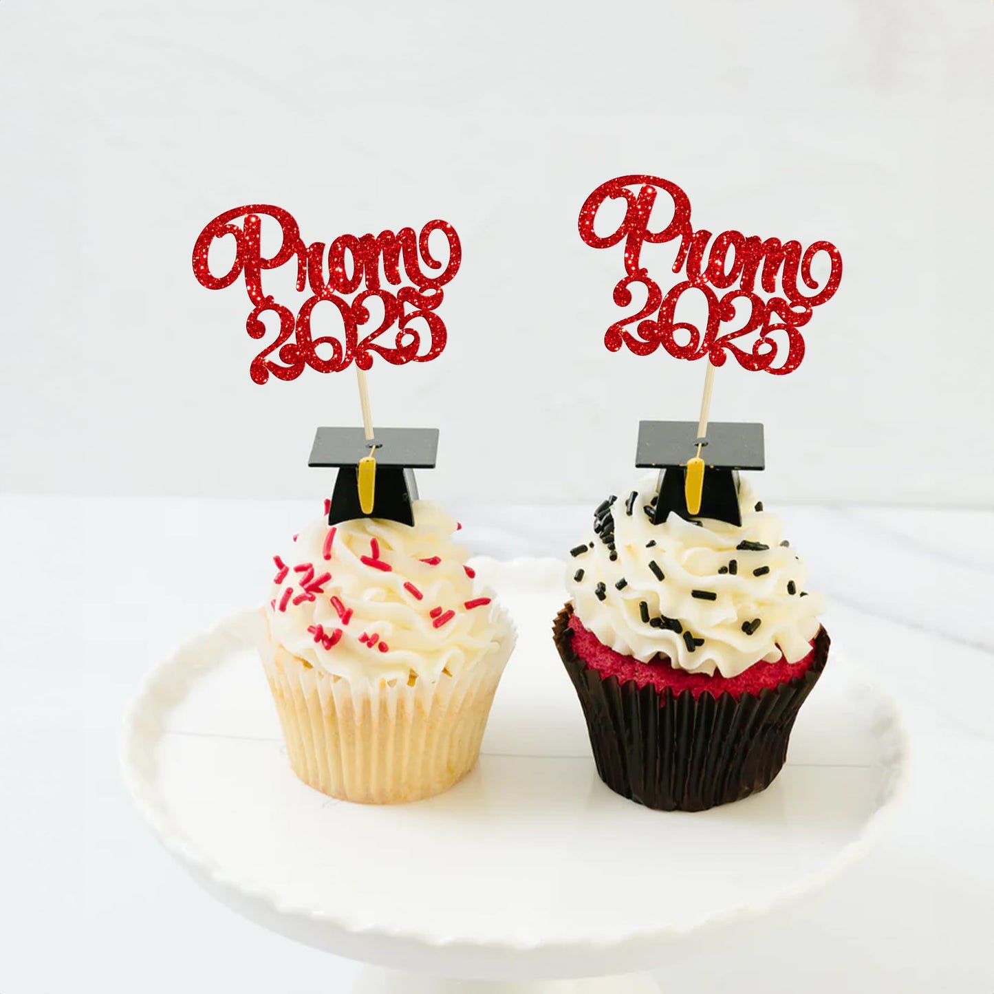 Gyufise 24Pcs Prom 2025 Cupcake Toppers 2025 Graduation Cupcake Picks 2025 Graduation Class Of 2025 Cake Decorations For Graduat