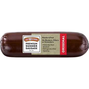 Old Wisconsin enhanced Summer Sausage  100% Natural Meat  Charcuterie  Ready to Eat  High Protein  Low Carb  Keto  Gluten Free  Original Flavor  8 Ounce