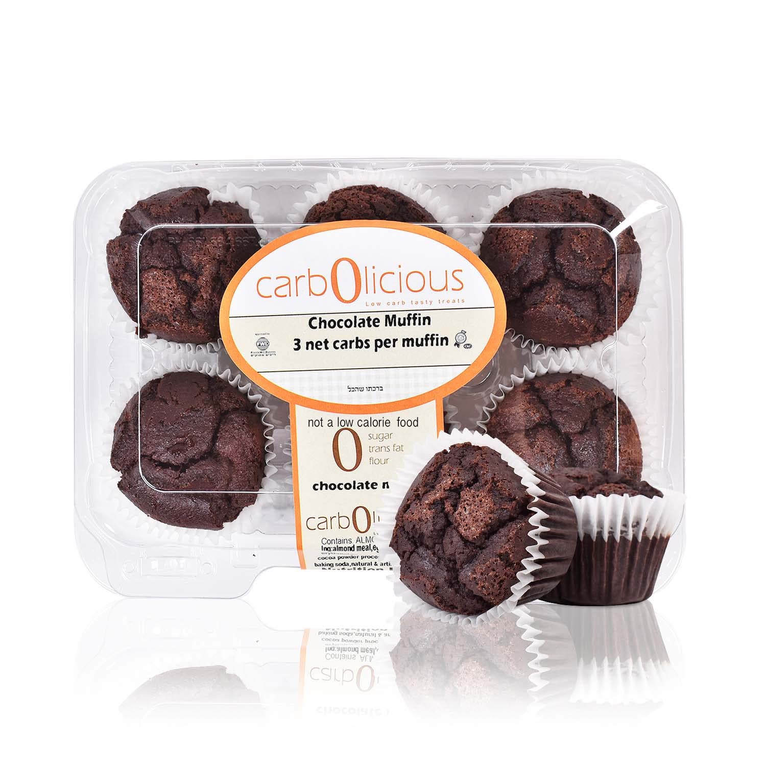 Low Carb Chocolate Muffins [6-Pack] By Carb-O-Licious- Delicious Keto Muffins With Only 3 Net Carbs Each- Sugar Free Healthy Sna