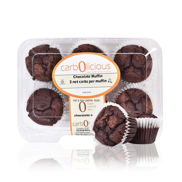 Low Carb Chocolate Muffins [6-Pack] By Carb-O-Licious- Delicious Keto Muffins With Only 3 Net Carbs Each- Sugar Free Healthy Sna