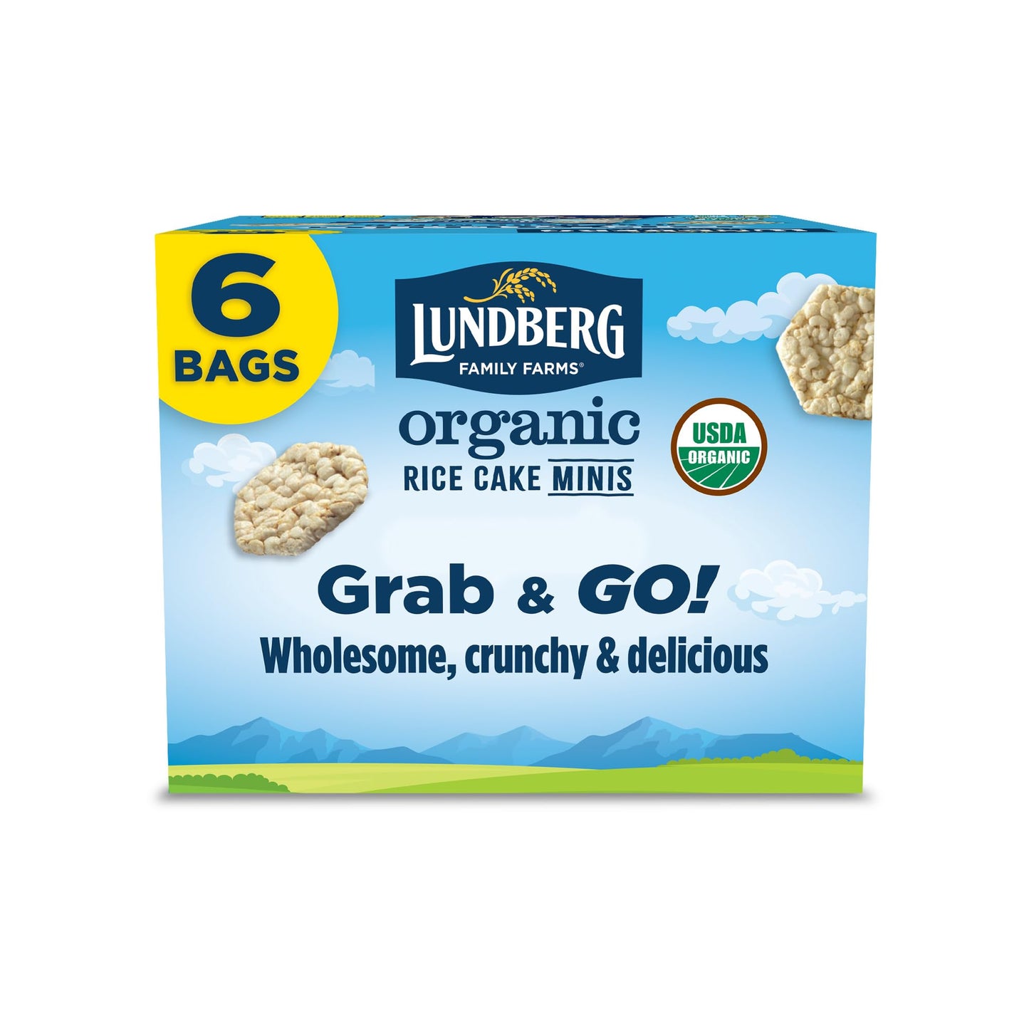 Lundberg Organic Rice Cake Minis, Sea Salt, Single-Serve Multi-Pack, Vegan, Gluten-Free, 1 Oz (Pack Of 6)