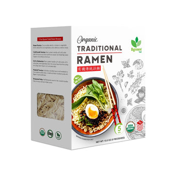 Big Green Organic Food - Organic Traditional Ramen, USDA Organic, Non-GMO, Vegan, Air-Dried, Non-Fried. (10.5 oz)