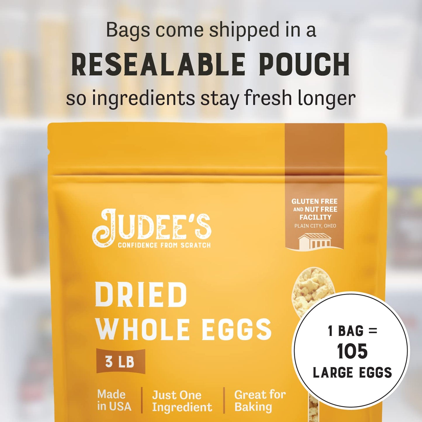 Judee'S 100% Gluten Free Dried Whole Egg Powder 45Lb (3Lb Pack Of 15) - Baking Supplies - Great For Breakfast, Baking, And Campi