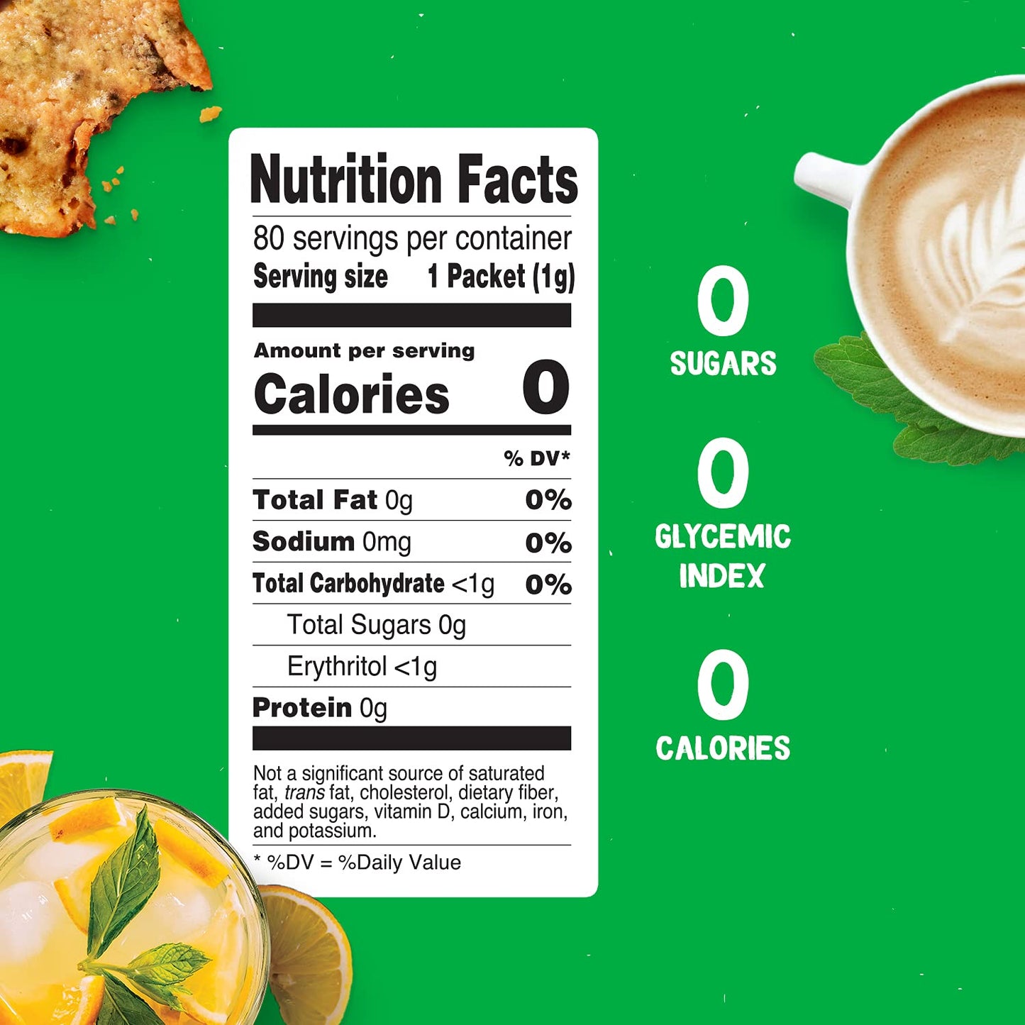 Pyure Organic Stevia Packets  Granulated Sugar Packets - White Sugar Substitute  Zero Carb, Zero Sugar, Zero Calorie Sweetener P
