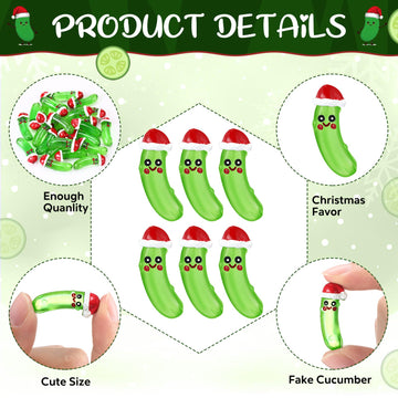 Roundfunny 30 Sets Emotional Support Gifts Bulk Cute Resin Luminous Pickle Taco With Inspirational Card Organza Bag For Coworker