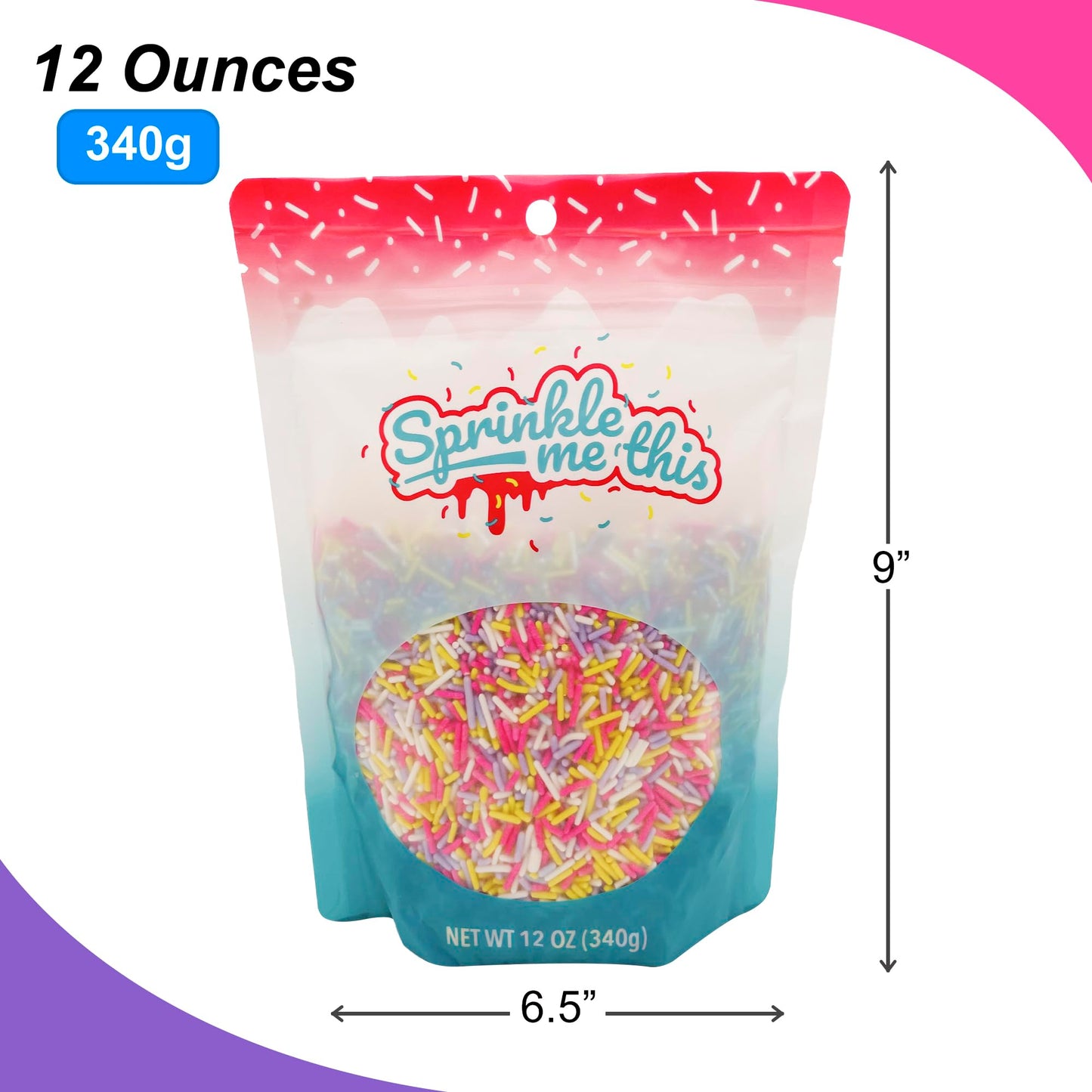 Sprinkle Me This Jimmies in Springtime Mix - Pastel Sprinkles - 12 Oz - Pink, Lavender, White, Yellow - Easter Themed Candy Decorations