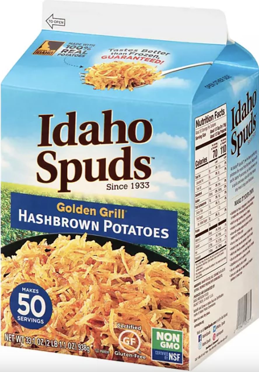 Idaho Golden Grill Hashbrown Potatoes, 33Oz. Per Carton, Makes 50 Servings, Non-Gmo, Gluten Free