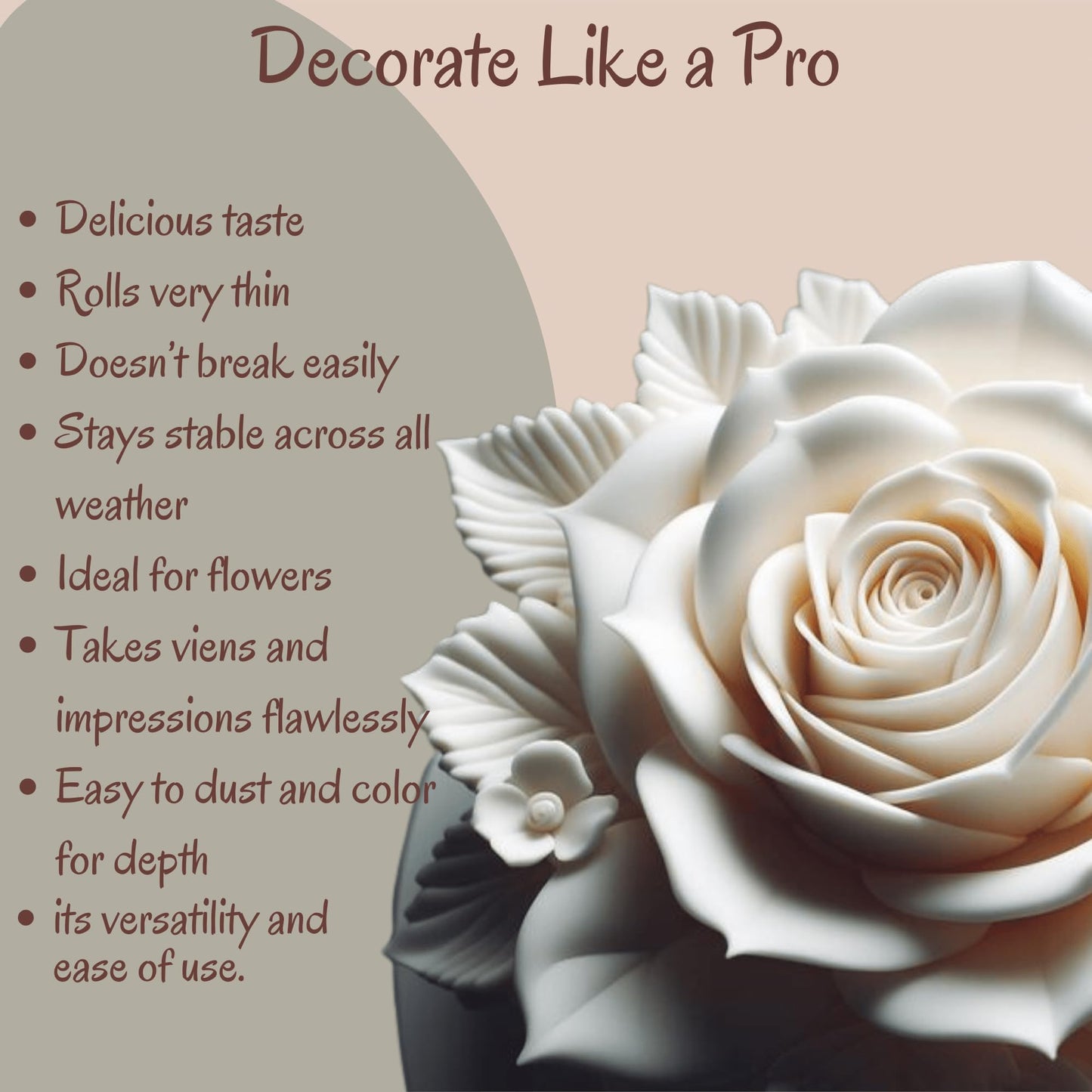 Confect Gum Paste for Cake Decorating - White, 250g, Ideal for Roses, Ruffles & Leaves