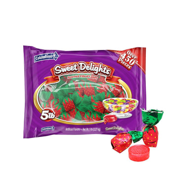 Sweet Delights Strawberry Filled Candy, Individually Wrapped, Pinata Filler Ideal For Parties, And Birthdays (5 Lbs)