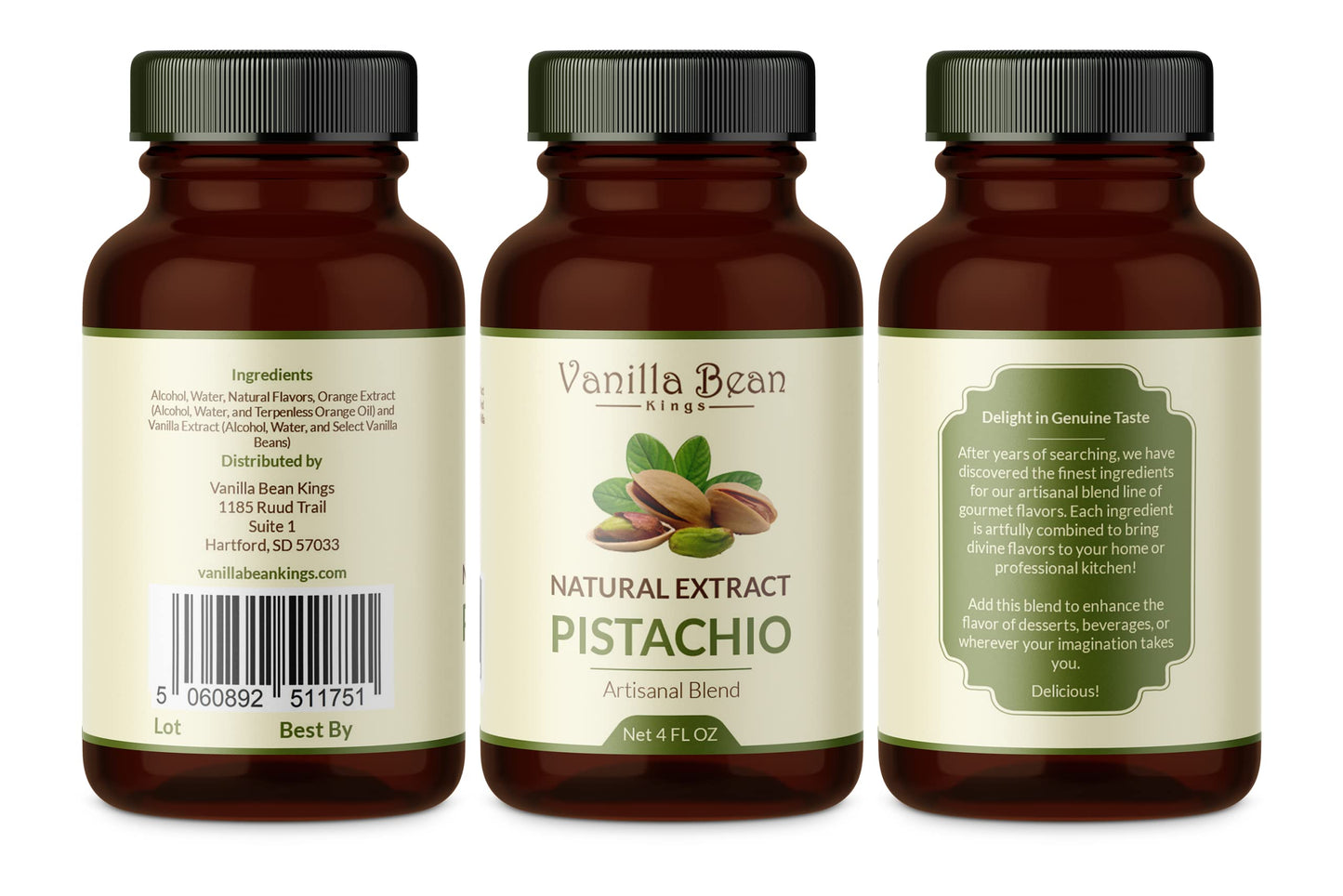 Natural Pistachio Extract For Baking And Flavoring - 4 Oz - Premium Quality Natural Flavors For Baked Goods, Desserts, & Cooking