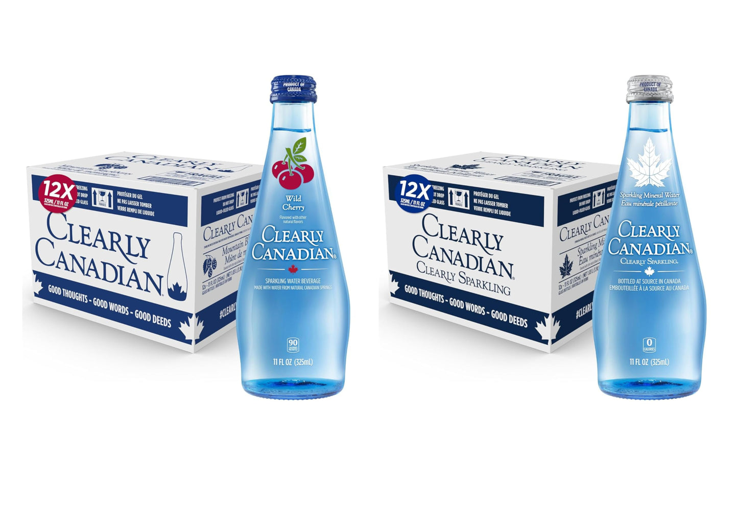 Clearly Canadian Sparkling Flavored Water  11 Oz Glass Bottles - Variety Of Refreshing Flavors  Top-Grade Carbonated Beverage  Available In 12-Pack And 24-Pack Options (24 Pack  Sparkling/Cherry)