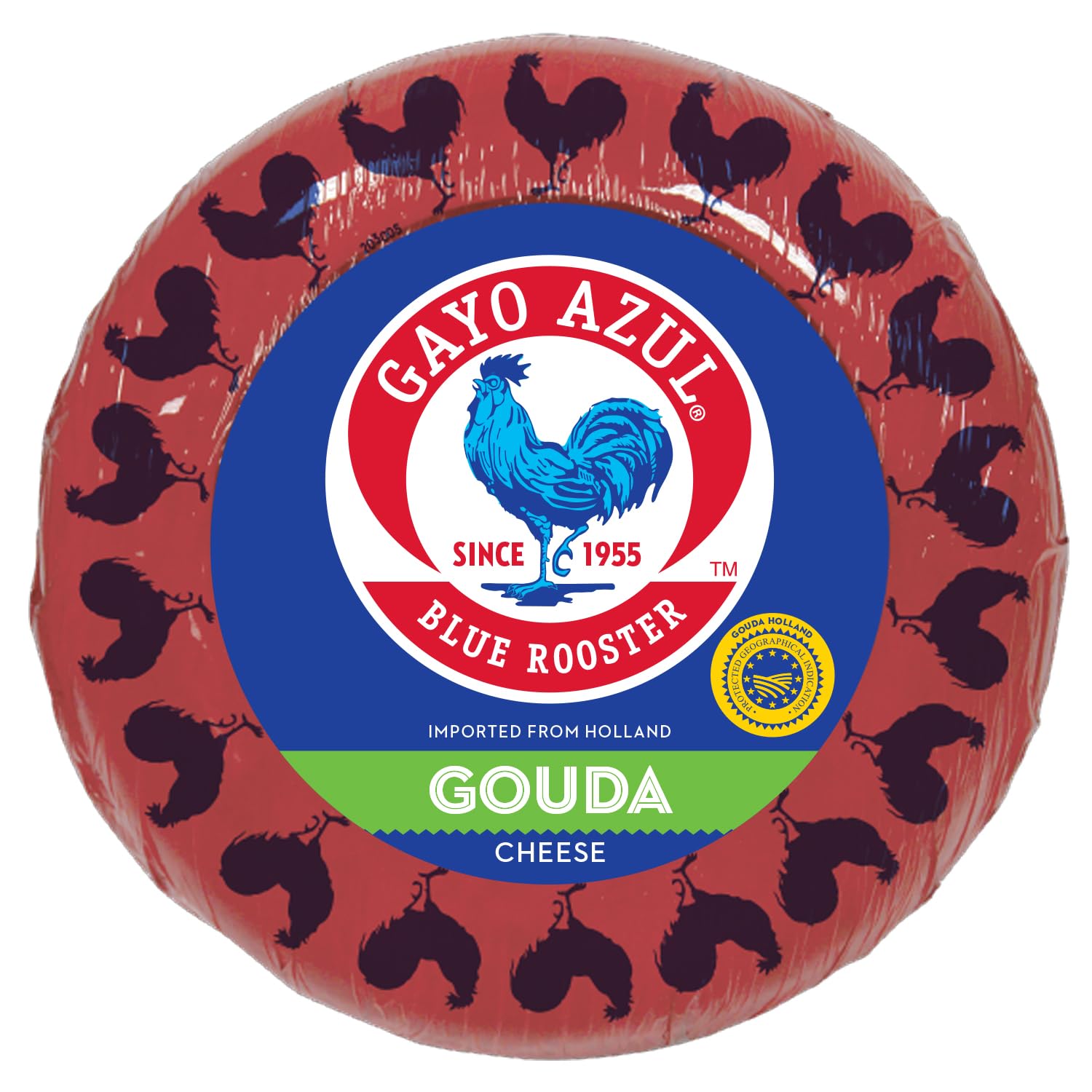 Carmen & Lola Eat España! Gayo Azul Mild Gouda Cheese Wheel - Red Wax, 9-10lb, Premium Dutch-Style Cheese
