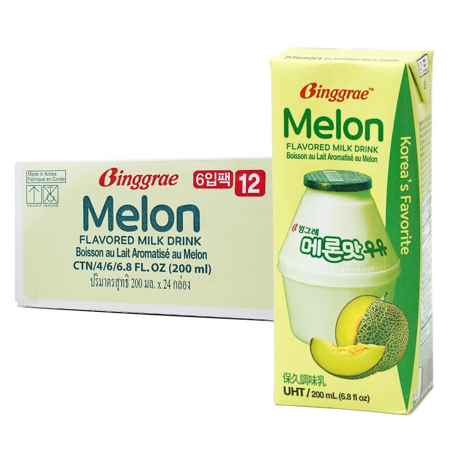 Binggrae Melon Flavored Milk - Pack of 24, 0.28 Fl Oz Each, Refreshing Taste