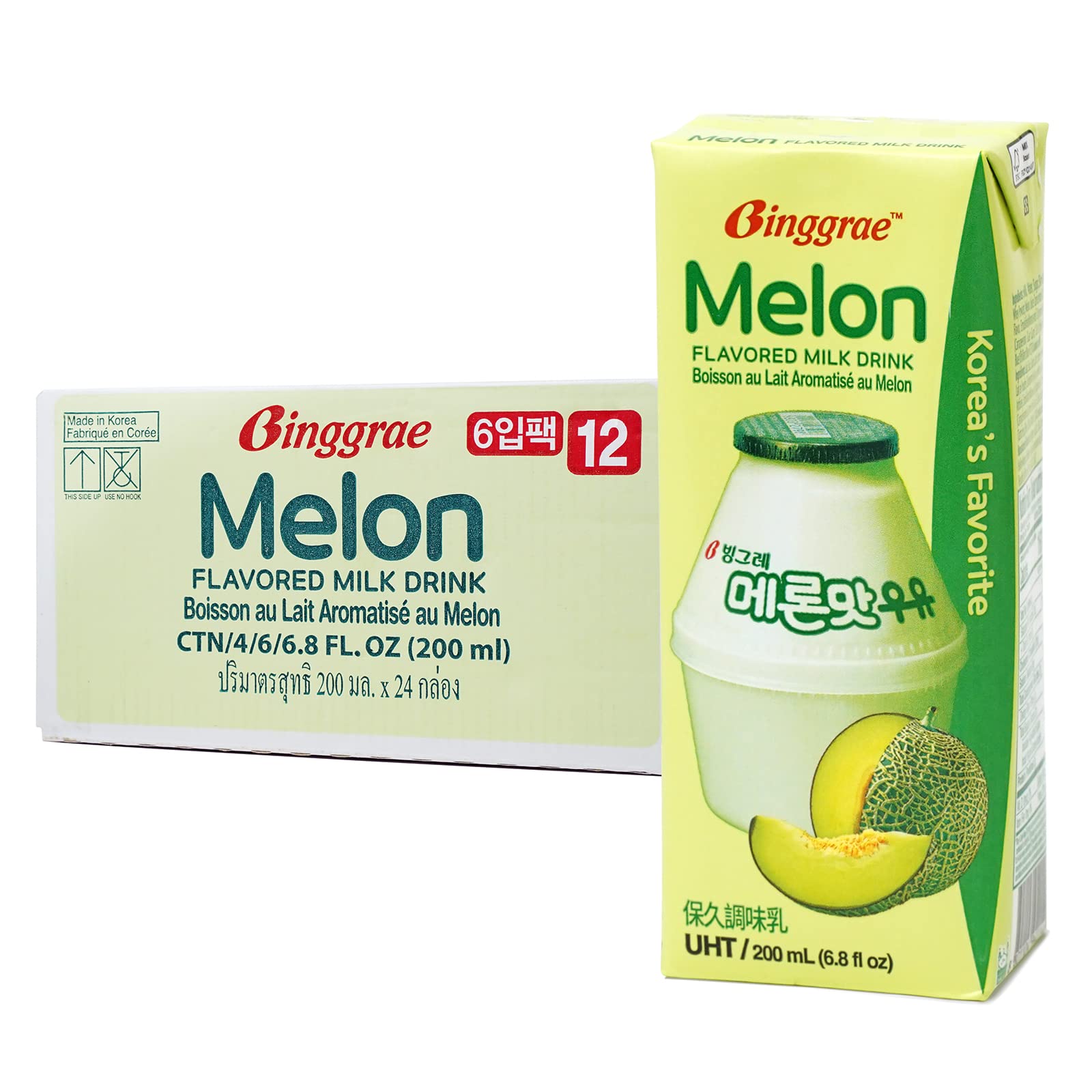 Binggrae Melon Flavored Milk - Pack of 24, 0.28 Fl Oz Each, Refreshing Taste