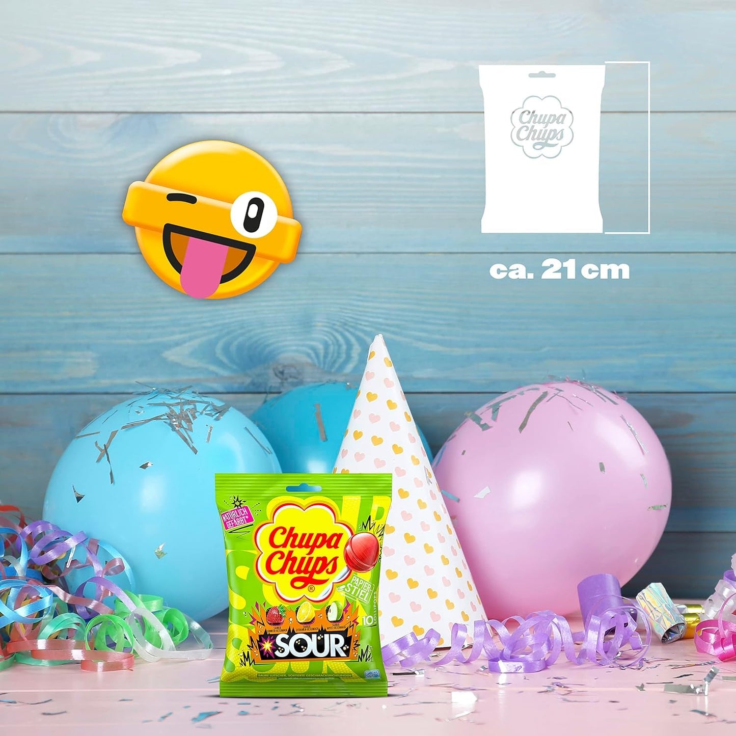Chupa Chups Extra-Sour Lutscher 120G, 10 Lollis Fruit Lollis