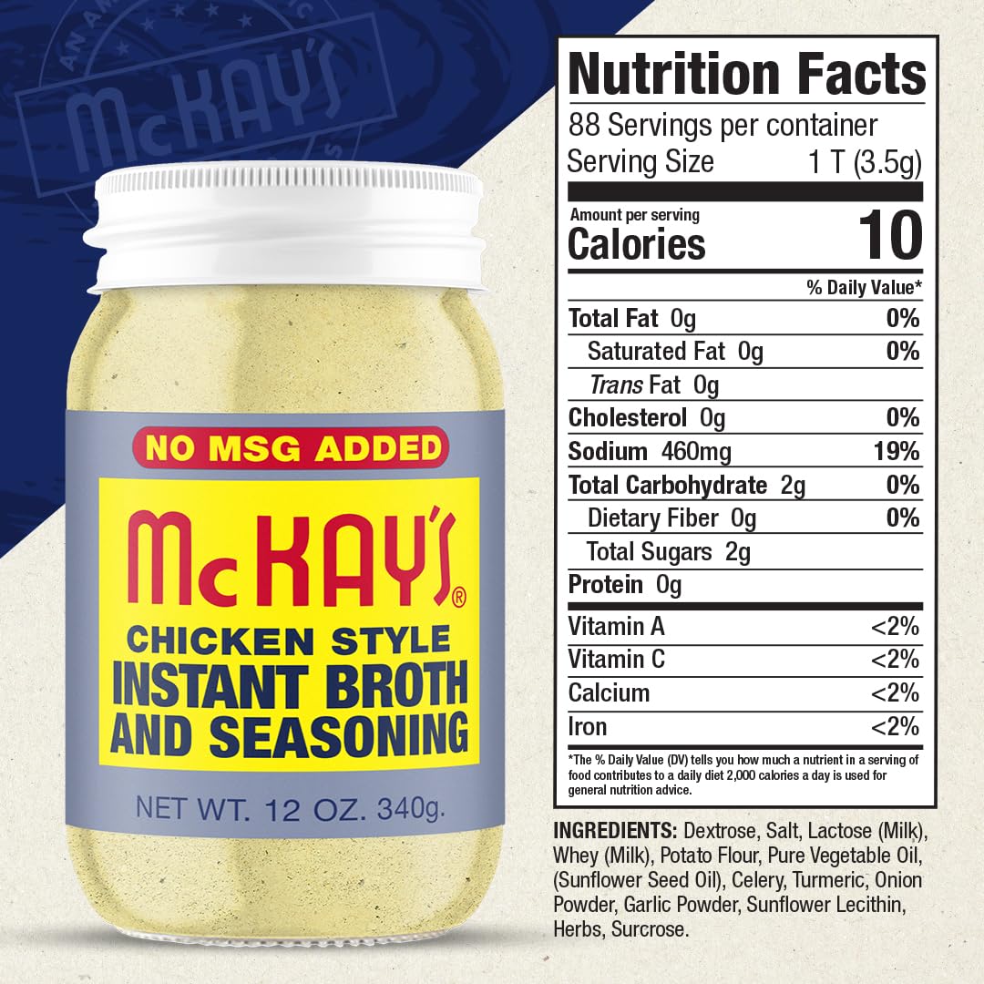 McKays Chicken Flavored Powdered Soup Seasoning, Gluten Free Instant Broth, Bullion Cubes Substitute, Est. 1945 (2 Pack, No MSG