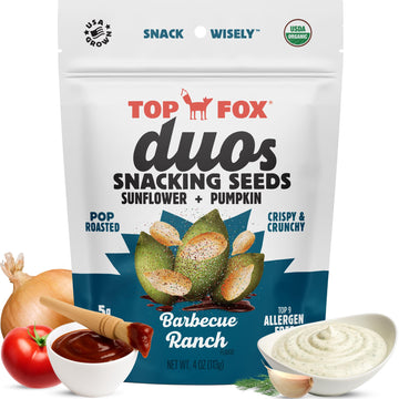 Top Fox Snacks Barbecue Ranch Sunflower Seeds and Pumpkin Seeds To Eat Duo (4 oz, Pack of 6) - Keto Friendly Snacks, Gluten Free